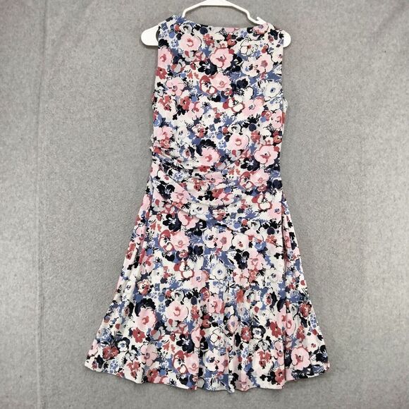 Lauren Ralph Lauren Faux Wrap Dress Womens Size 8 Multicolor Floral Sleeveless - Picture 9 of 12